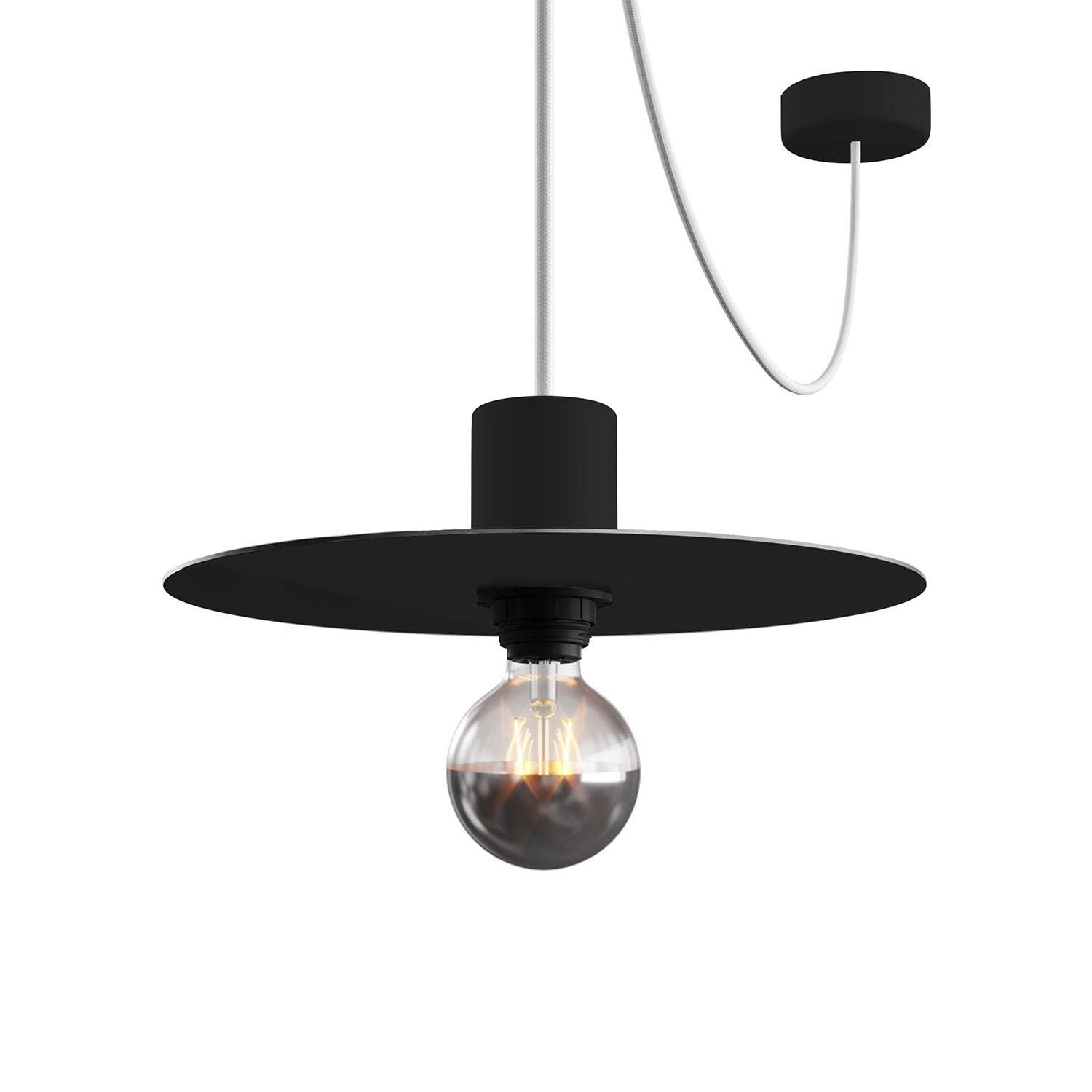 Abajur plano Mini Ellepì 'Solid Color' ideal para suspensão ou para cordão de luzes, 24 cm de diâmetro - Fabricado em Itália