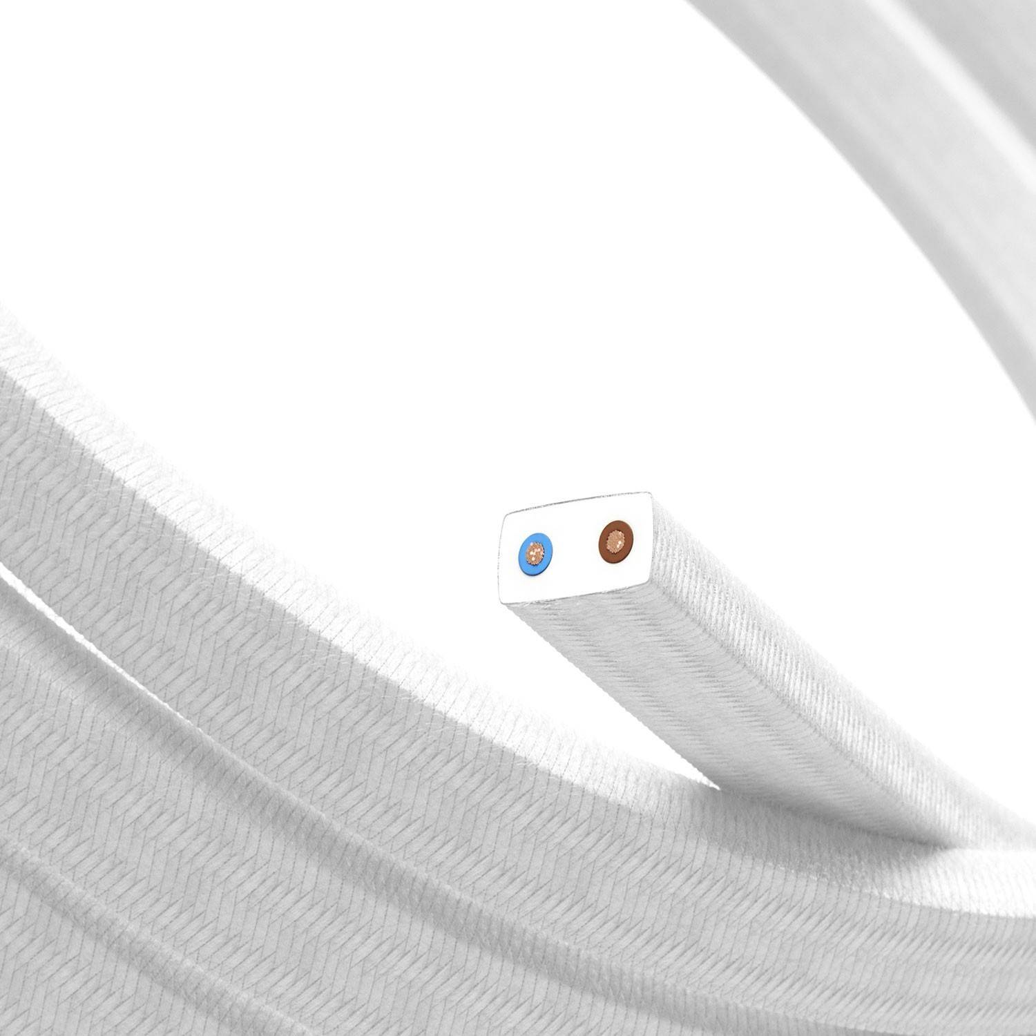 Textilní elektrický kabel pro světelný řetěz, povrch umělé hedvábí - Bílý CM01 - UV odolný