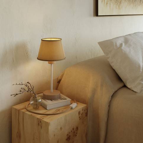 Dřevěná stolní lampa se stínidlem Impero - Alzaluce Wood