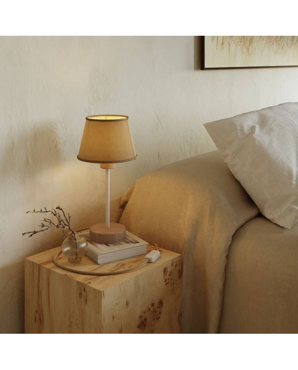 Tischleuchte aus Holz mit Lampenschirm Impero - Alzaluce Wood mit 2-poligem Stecker