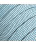 Electric cable for String Lights, covered by Rayon fabric ZigZag White-Turquoise CZ11 - UV resistant