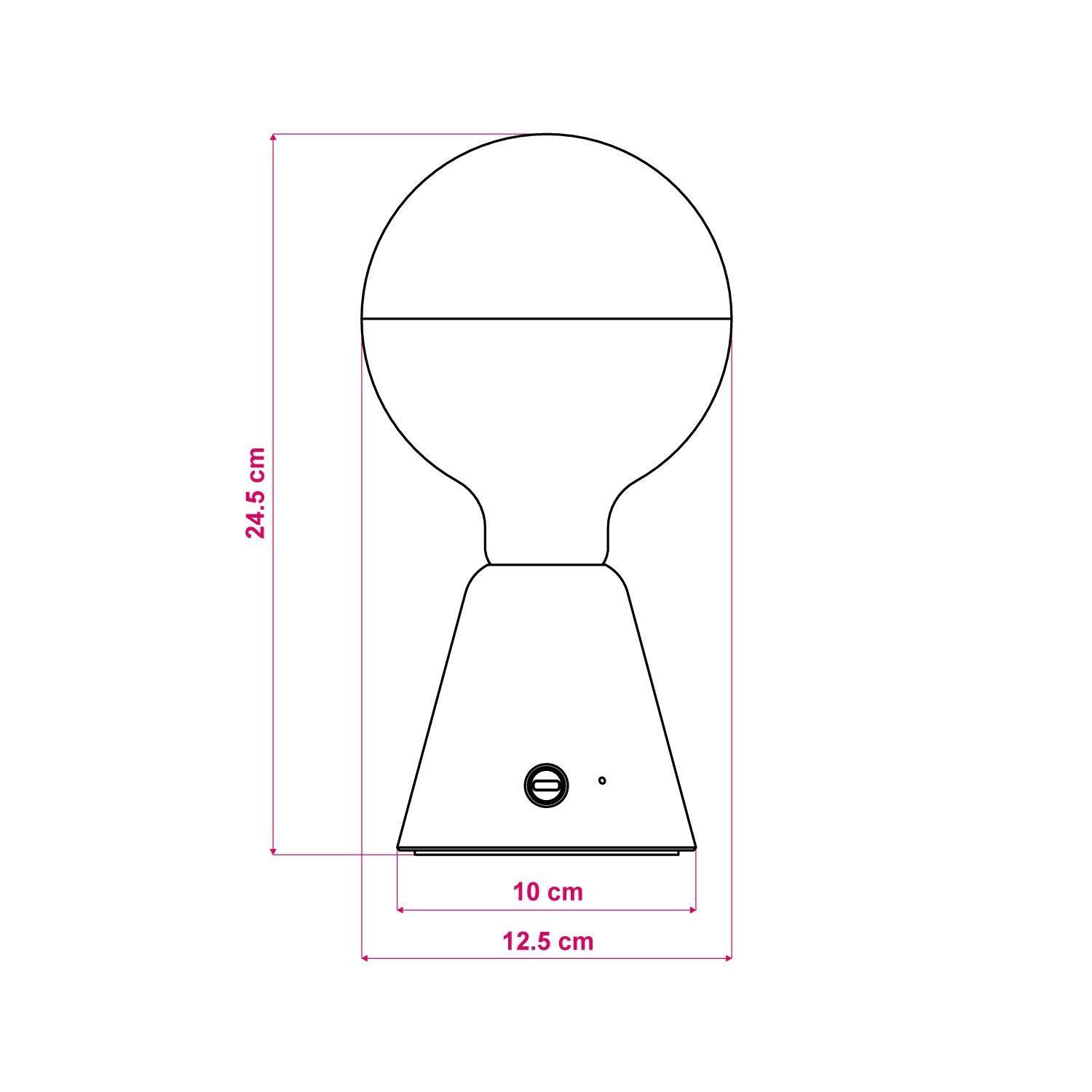 Přenosná a nabíjecí LED lampa Cabless01 se žárovkou G125 Glóbus se stříbrnou polkoulí