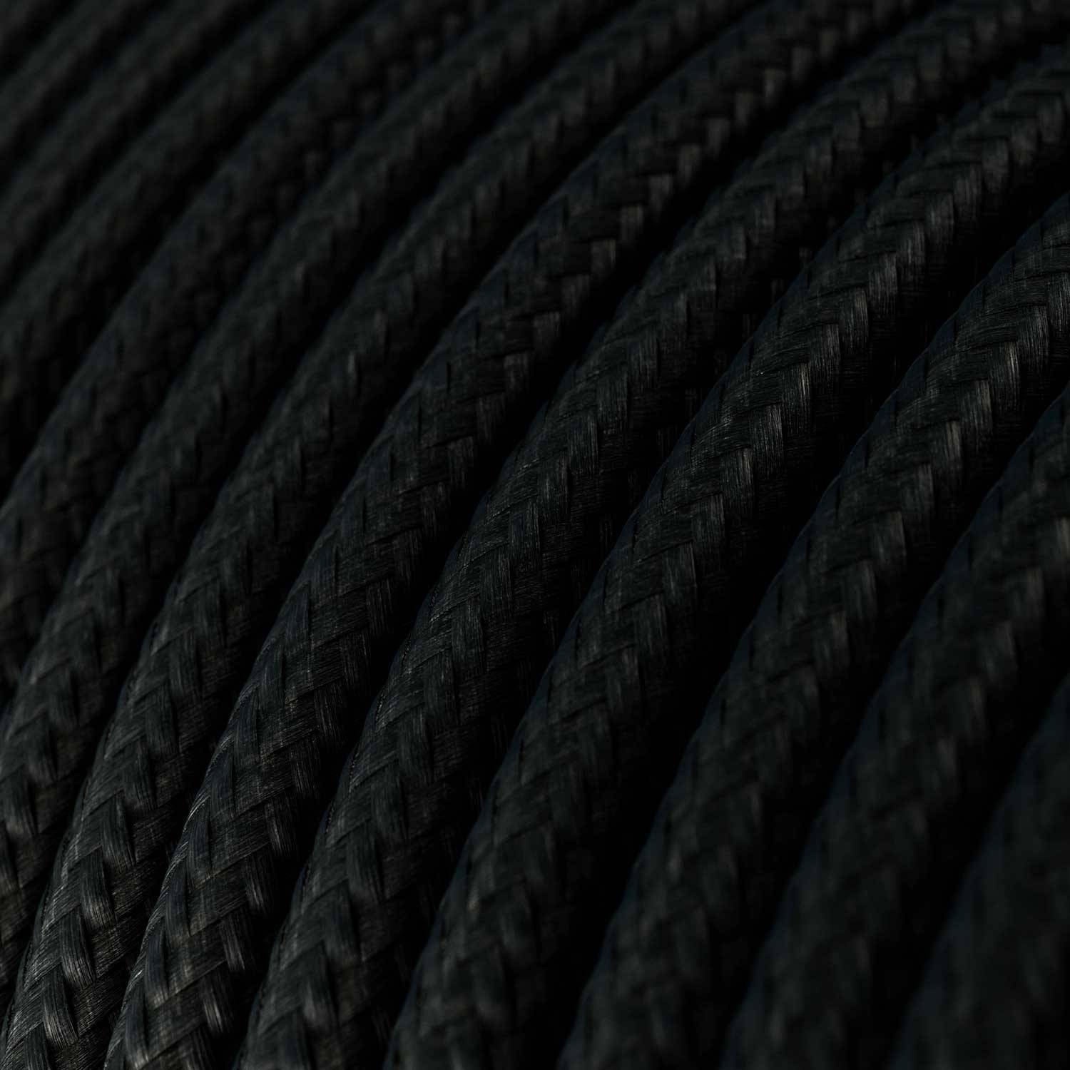 Ultra Soft silicone electric cable with Glossy Charcoal Black fabric lining - RM04 round 2x0,75 mm