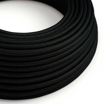 Ultra měkký silikonový elektrický kabel s lesklou černou textilní podšívkou Charcoal - RM04 kulatý 2x0,75 mm