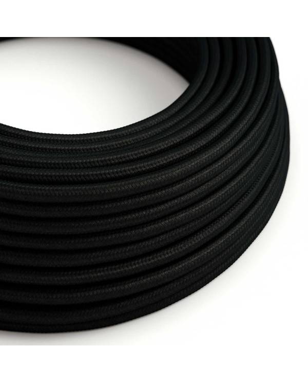 Cable eléctrico de silicona Ultra Soft recubierto de tejido Negro Carbón brillante - RM04 redondo 2x0.75mm