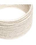 Cable eléctrico de silicona Ultra Soft recubierto de lino Blanco Melange - RN01 redondo 2x0.75mm