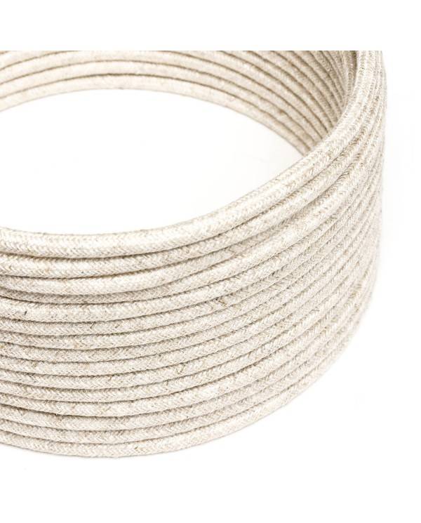 Cable eléctrico de silicona Ultra Soft recubierto de lino Blanco Melange - RN01 redondo 2x0.75mm