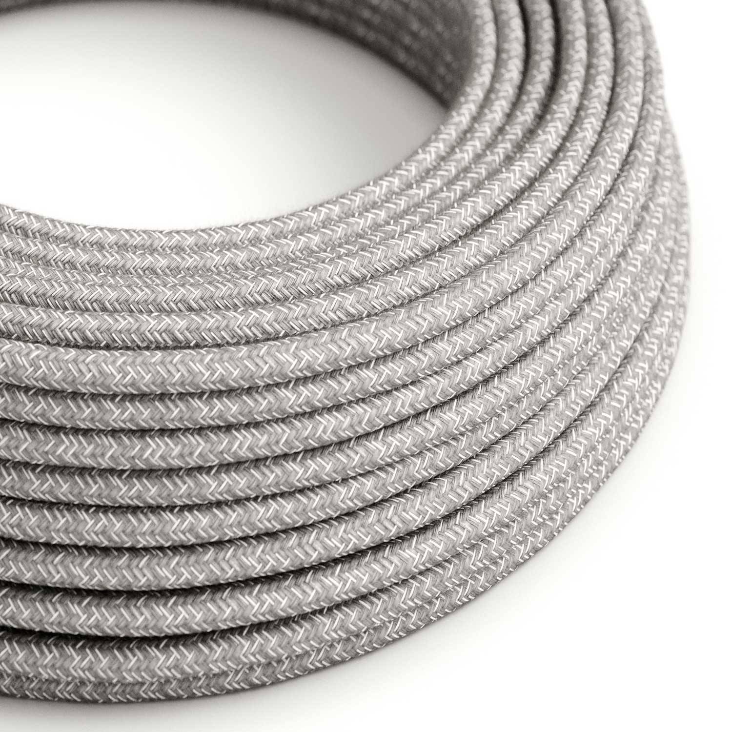 Ultra Soft - strømkabel i silikone beklædt med Grey Melange linned - RN02 rund 2x0,75 mm