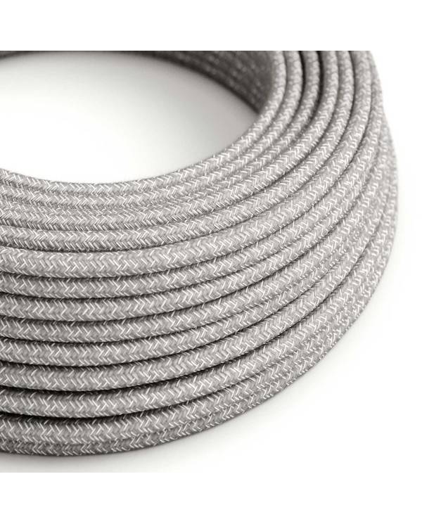 Ultra Soft - strømkabel i silikone beklædt med Grey Melange linned - RN02 rund 2x0,75 mm