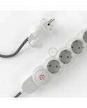 German power strip with electrical cable covered by rayon ZigZag Black RZ04 and Schuko plug with confort ring