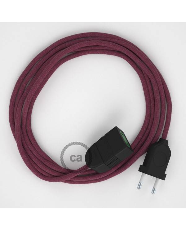 Burgundy Cotton fabric RC32 2P 10A Extension cable Made in Italy