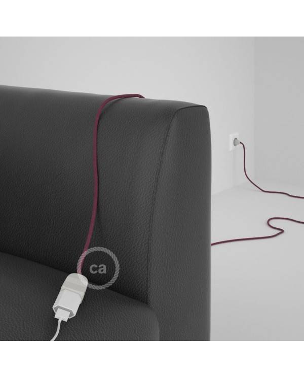 Alargador eléctrico con cable textil RC32 Algodón Rojo Violeta 2P 10A Made in Italy.