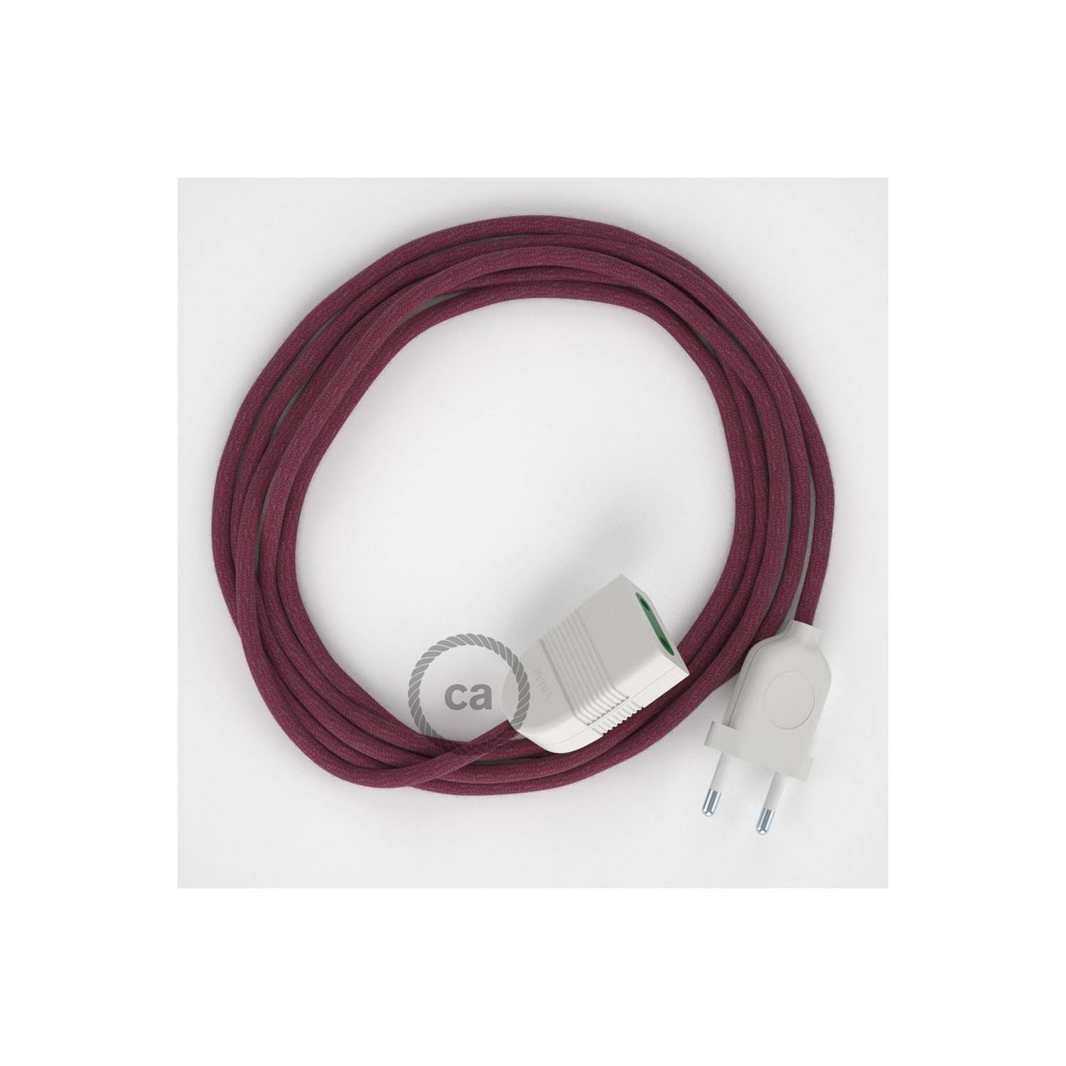 Alargador eléctrico con cable textil RC32 Algodón Rojo Violeta 2P 10A Made in Italy.