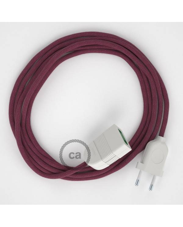 Burgundy Cotton fabric RC32 2P 10A Extension cable Made in Italy