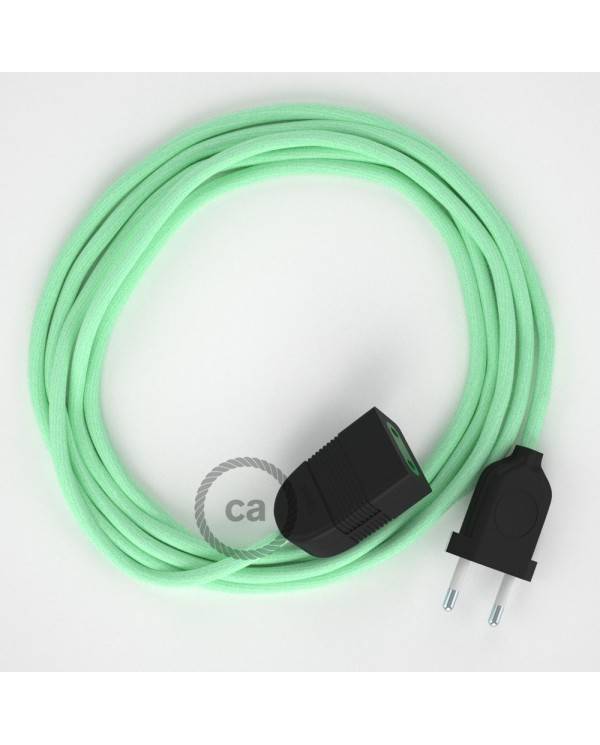 Alargador eléctrico con cable textil RC34 Algodón Leche y Menta 2P 10A Made in Italy.