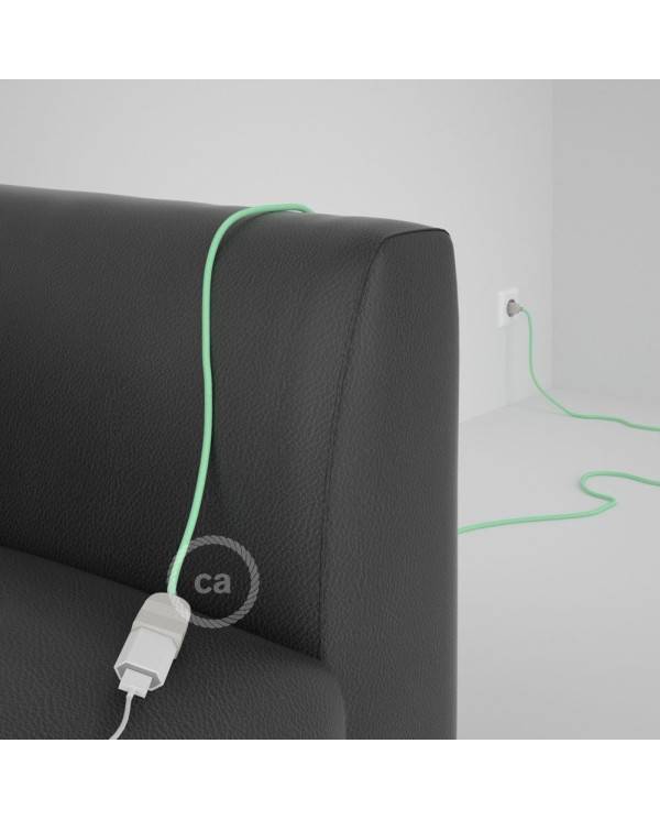 Alargador eléctrico con cable textil RC34 Algodón Leche y Menta 2P 10A Made in Italy.