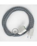 Blue Steward Stripes Cotton and Natural Linen fabric RD55 2P 10A Extension cable Made in Italy