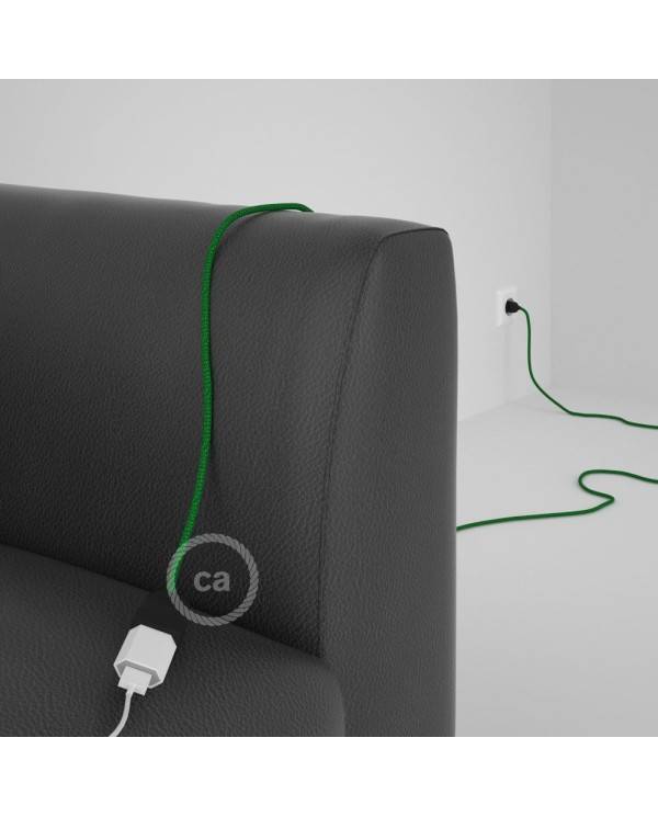 Alargador eléctrico con cable textil RL06 Efecto Seda Glitter Verde 2P 10A Made in Italy.