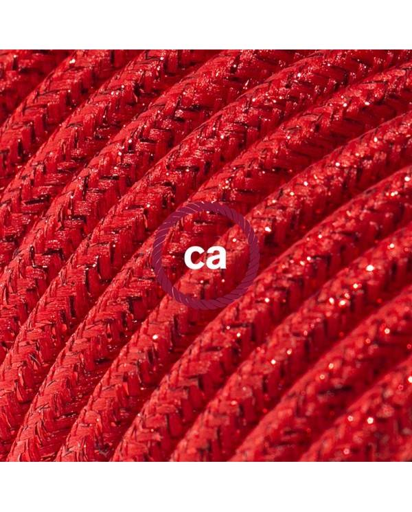 Sparkly Red Rayon fabric RL09 2P 10A Extension cable Made in Italy