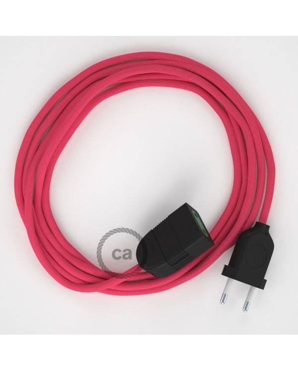 Fuchsia Rayon fabric RM08 2P 10A Extension cable Made in Italy