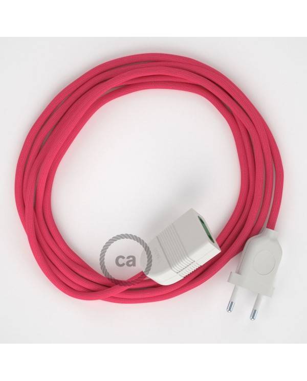 Fuchsia Rayon fabric RM08 2P 10A Extension cable Made in Italy