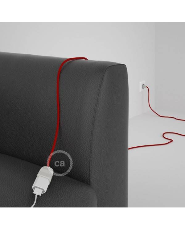 Alargador eléctrico con cable textil RM09 Efecto Seda Rojo 2P 10A Made in Italy.