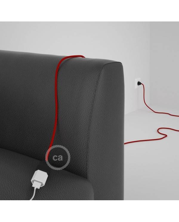 Alargador eléctrico con cable textil RM09 Efecto Seda Rojo 2P 10A Made in Italy.