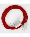 Red Rayon fabric RM09 2P 10A Extension cable Made in Italy