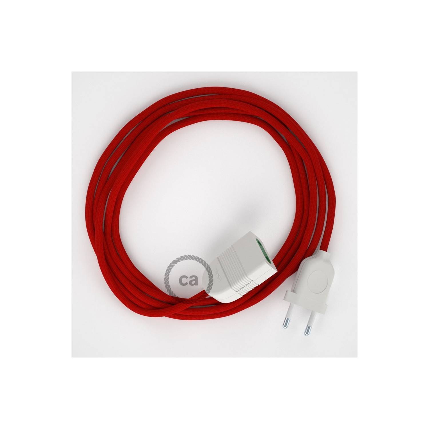 Red Rayon fabric RM09 2P 10A Extension cable Made in Italy