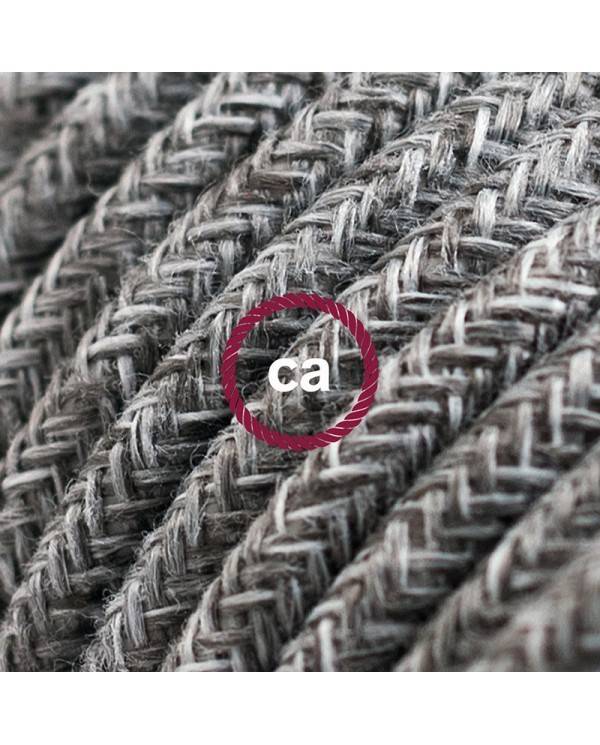 Alargador eléctrico con cable textil RN02 Lino Natural Gris 2P 10A Made in Italy.