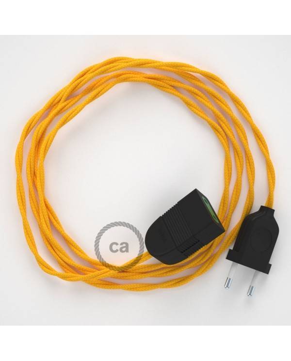 Alargador eléctrico con cable textil TM10 Efecto Seda Amarillo 2P 10A Made in Italy.