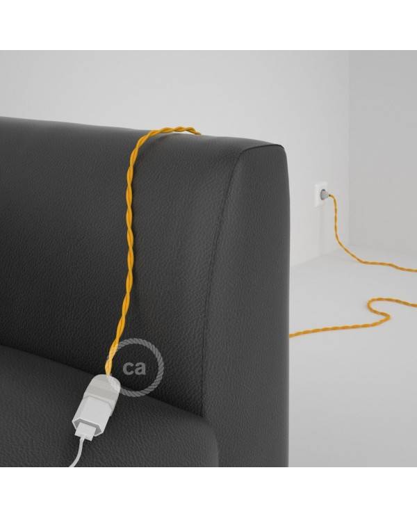 Alargador eléctrico con cable textil TM10 Efecto Seda Amarillo 2P 10A Made in Italy.