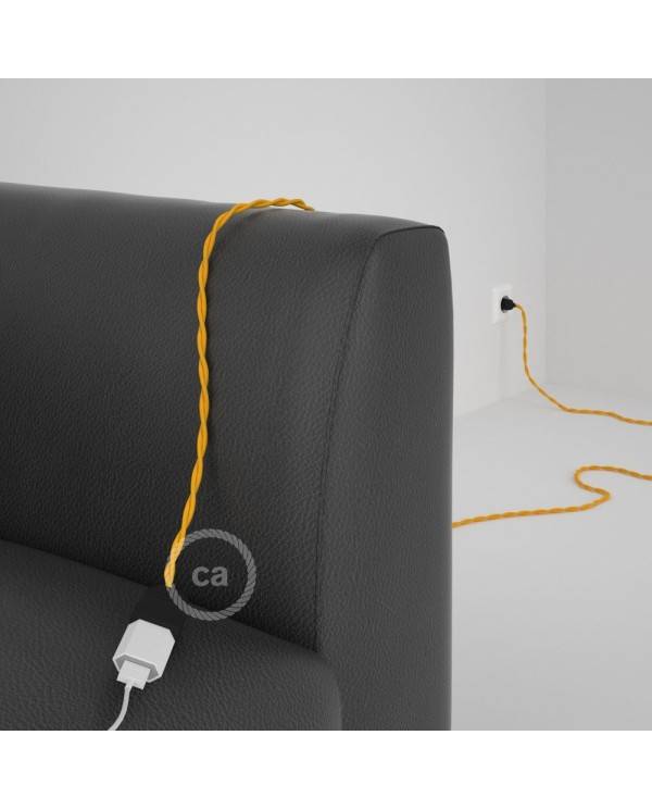 Alargador eléctrico con cable textil TM10 Efecto Seda Amarillo 2P 10A Made in Italy.