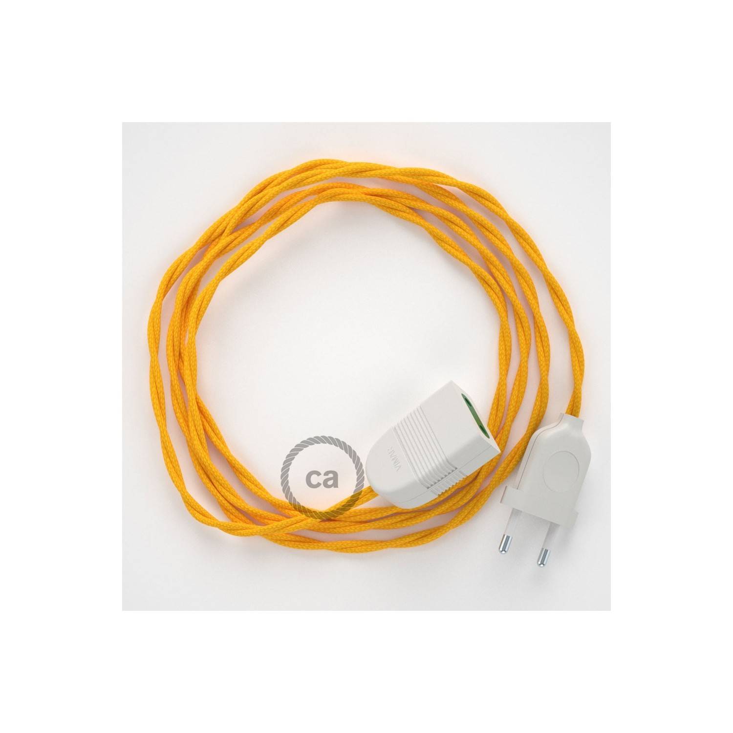 Alargador eléctrico con cable textil TM10 Efecto Seda Amarillo 2P 10A Made in Italy.