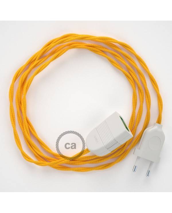 Alargador eléctrico con cable textil TM10 Efecto Seda Amarillo 2P 10A Made in Italy.