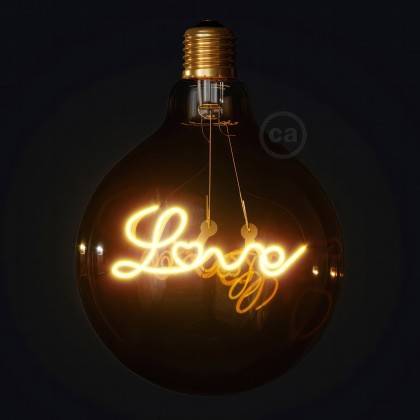 LED Golden Light Bulb for pendant lamp - Globe G125 Single Filament “Love” - 4.5W 250Lm E27 1800K Dimmable