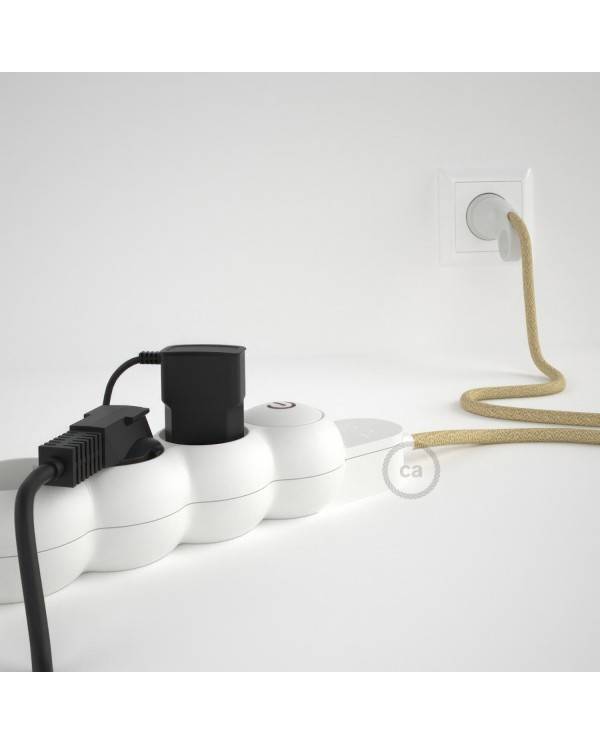 Power Strip with electrical cable covered in Jute RN06 and Schuko plug with confort ring