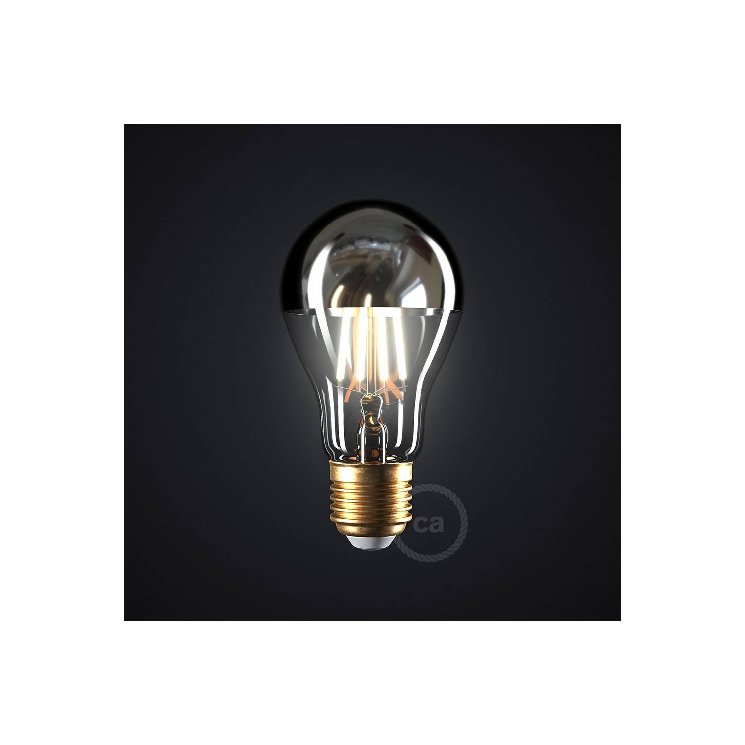 Bombilla LED Gota A60 media esfera plata 7W 660Lm E27 2700K Regulable