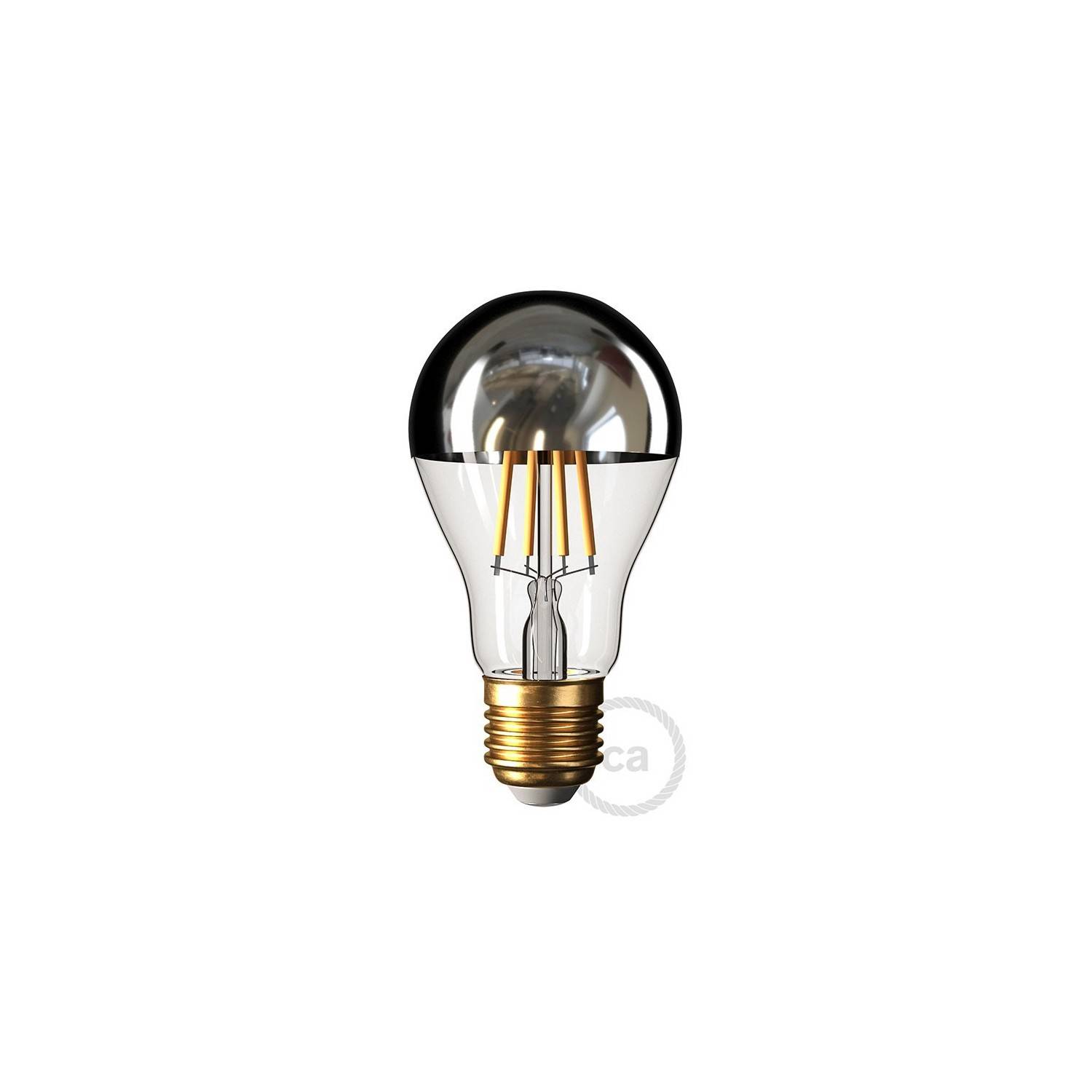 Bombilla LED Gota A60 media esfera plata 7W 660Lm E27 2700K Regulable