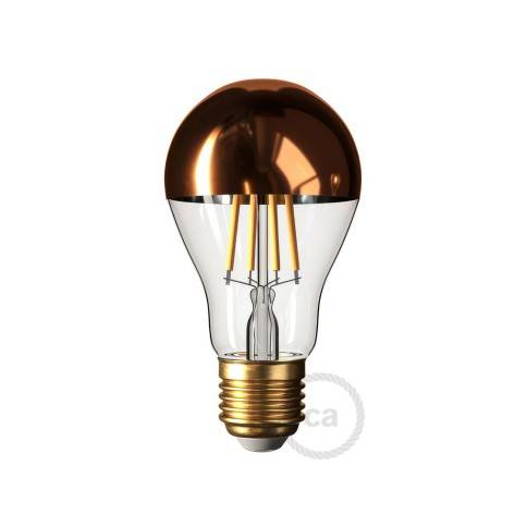 Lâmpada Drop A60 LED meia esfera de cobre 7W E27 2700K Dimável