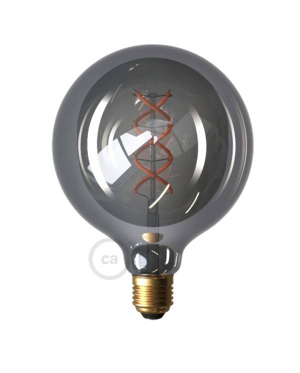 Smoky LED-ljuskälla - Globe G125 böjd spirlaglödtråd - 5W E27 dimbar 2000K