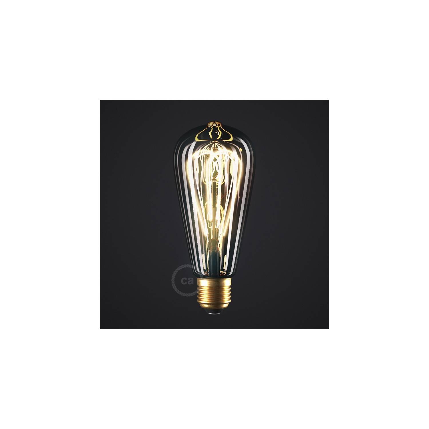 Smoky LED-pære - Edison ST64 Dobbelt bøjet løkke Filament - 5W E27 Dæmpbar 2000K