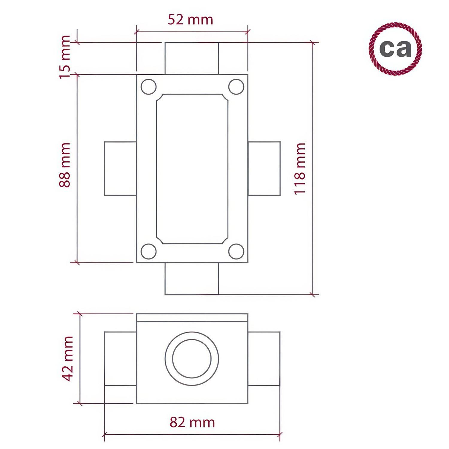 Caja de conexiones 4 salidas, forma de X, para Creative-Tube, caja de aluminio