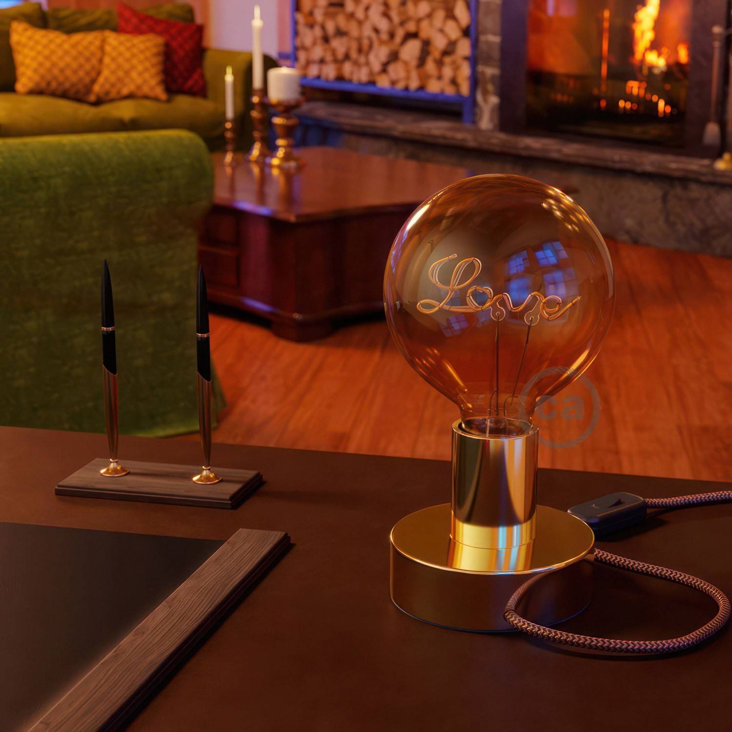 LED gouden lichtbron - Globe G125 “Love” voor staande lamp - 5W E27 decoratieve vintage 2000K