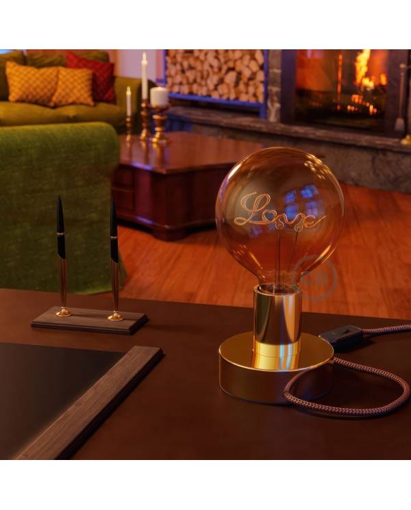 LED Ljuskälla Gold för lampfot (upprätt position) - Globe G125 med LED-filament “Love” - 5W E27 Decorative Vintage 2000K