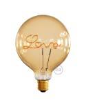 Bombilla LED Globo G125 Dorada para bases - Filamento letra "Love" - 5W 250Lm E27 2000K Regulable