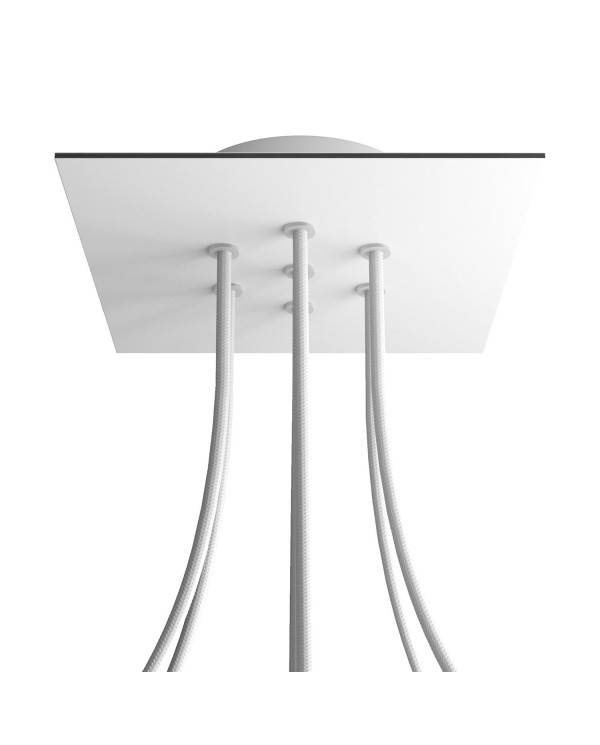 Čtvercový stropní baldachýn Rose-One System s délkou hrany 200 mm a 7 otvory a 4 boční otvory