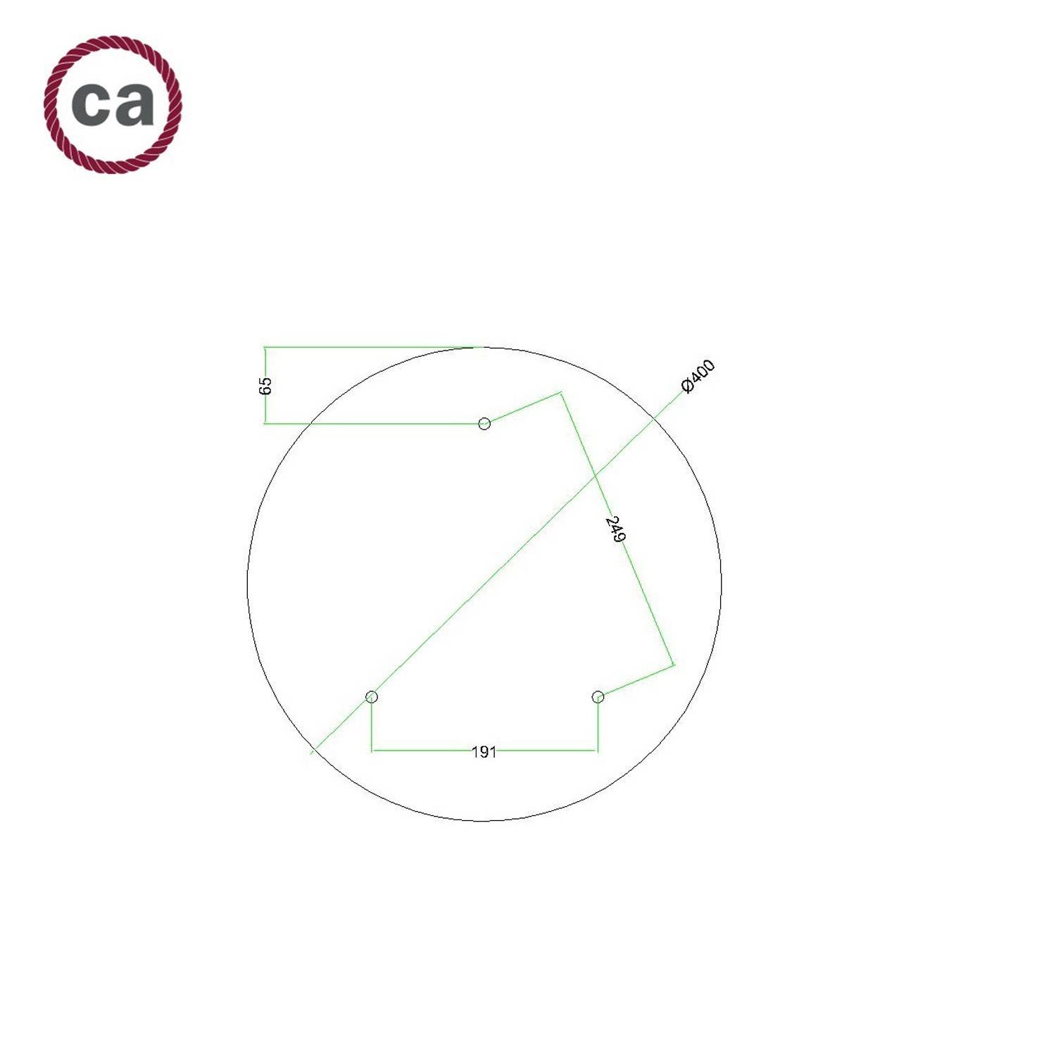 Roza mare rotundă cu un orificiu principal și 3 orificii laterale și 4 orificii laterale, diametru 400 mm