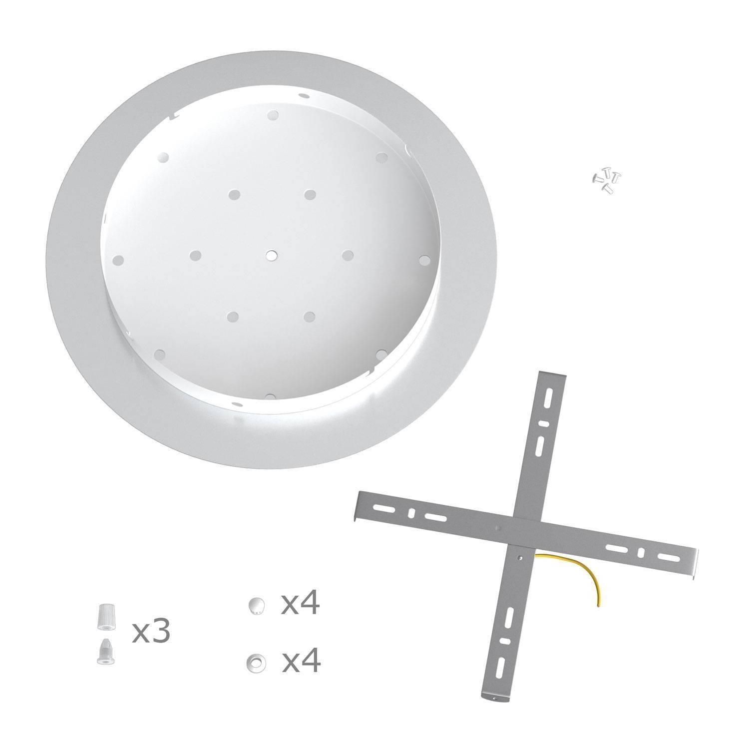 Komplett 400mm takkopp Rose-One System rund - 3 hål (i rad) og 4 sidehål