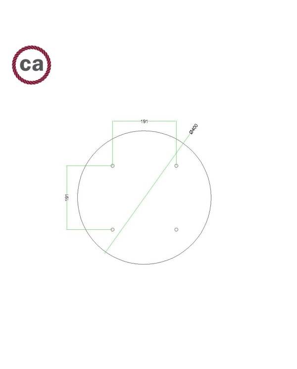 Velika okrugla dekoracija za stropnu rozetu 400 mm - Rose-One sistem s 4 rupe i 4 bočne rupe